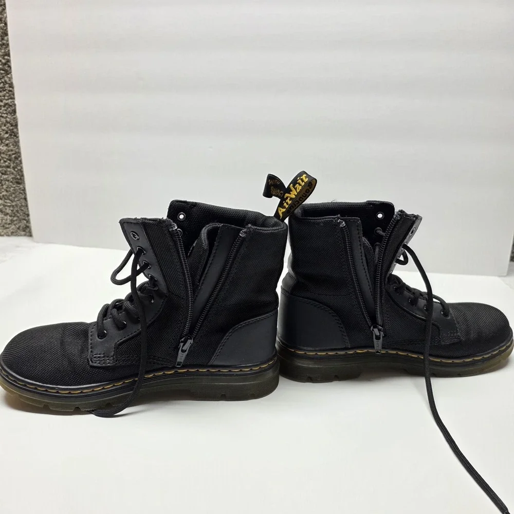Doc Dr Martens Boots Combs J Combat Lace Up Black Canvas Zip Youth Kids Size 3